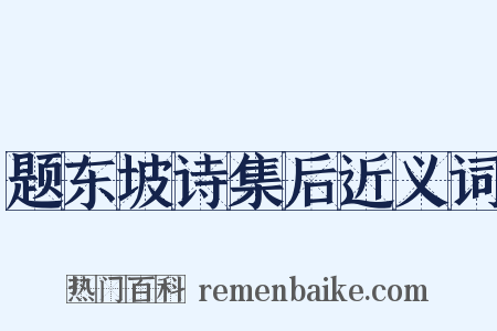 题东坡诗集后近义词是什么意思的图片